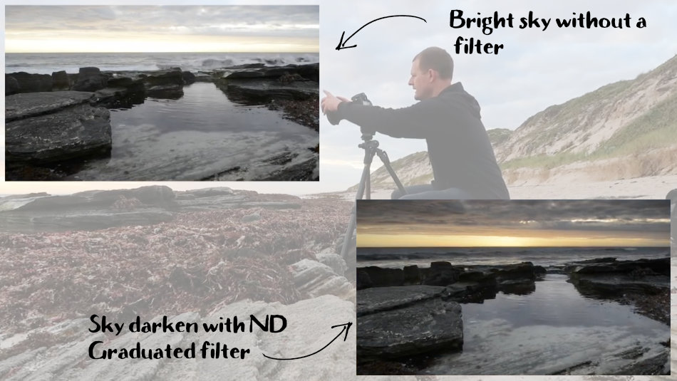 A Hard ND Grad filter is used to darken the sky