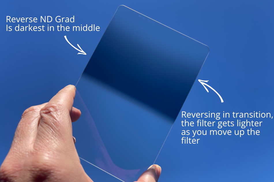 Reverse ND Grad Filter is darker in the middle and gets lighter as you move up the filter