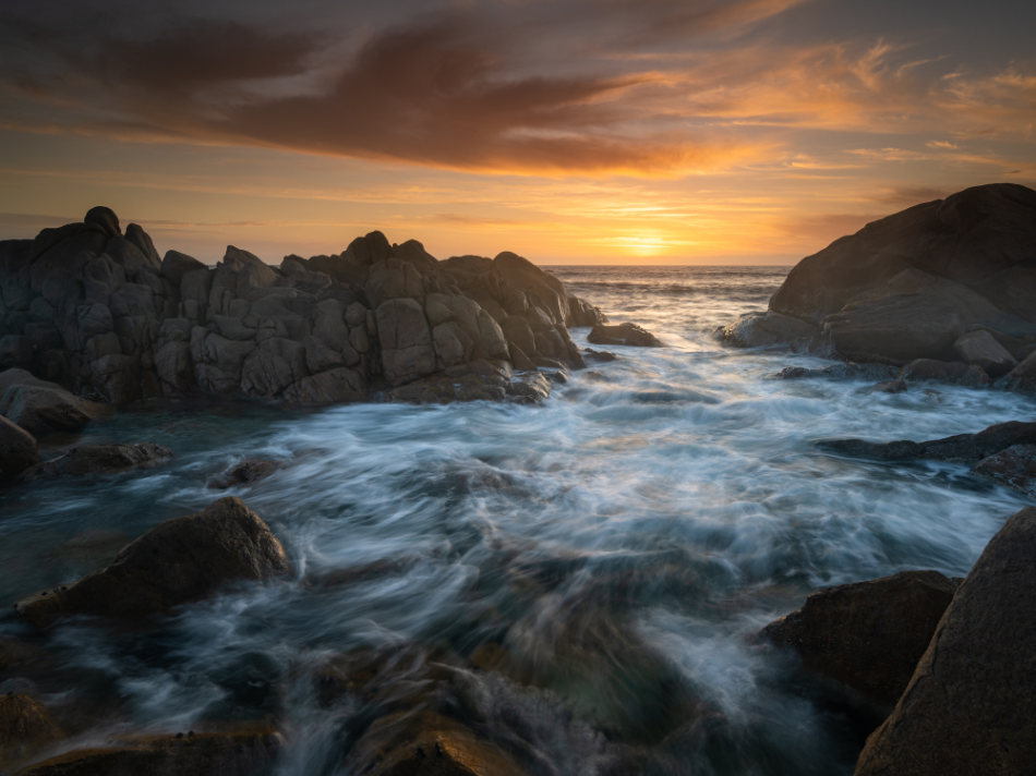 Using A Soft ND Grad filter for a more natural effect on the rocks in the mid-ground.