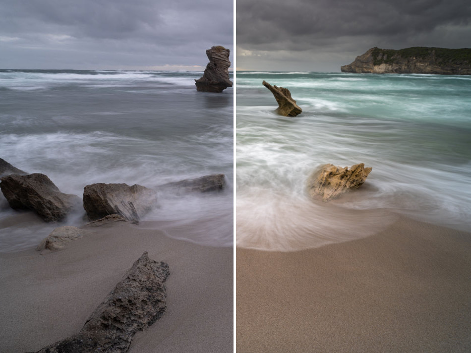 The version on the left is the RAW image and the one on the right has been edited