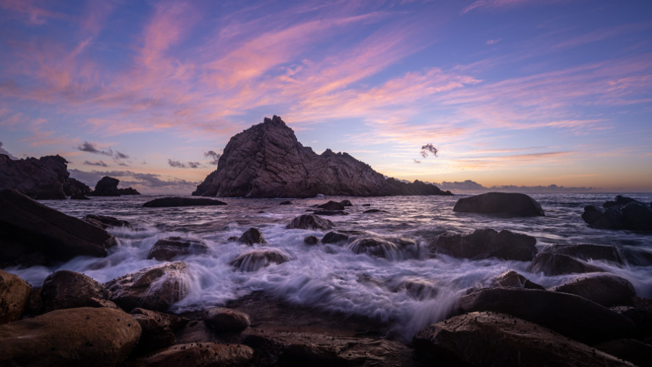 Sugarloaf Rock in the center is the main subject, but I used rocks in the foreground that emulate it's shape.